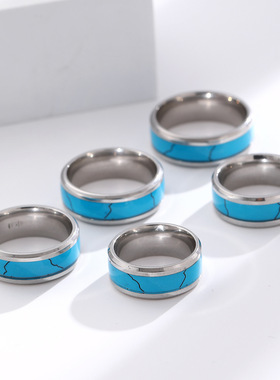 European retro ring set with turquoise men's ring jewelry