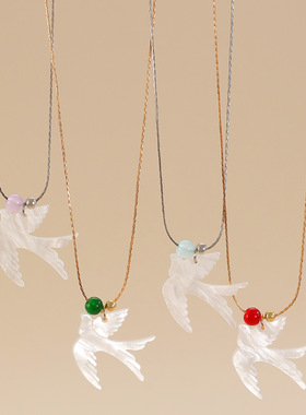 women's New retro bird swallow pendant necklace with fine