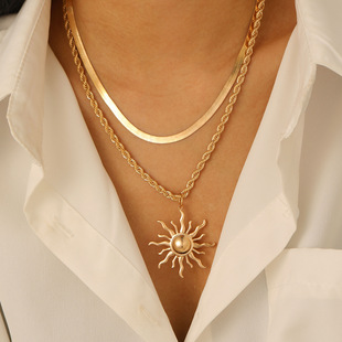 flame collarbone pendant jewelry chain necklace Sunflower