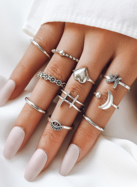 欧美戒指European American Bohemian English Letter Joint Ring