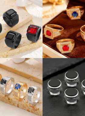 Punk man New Fashion Ring Men Large Diamond Rings 复古戒指