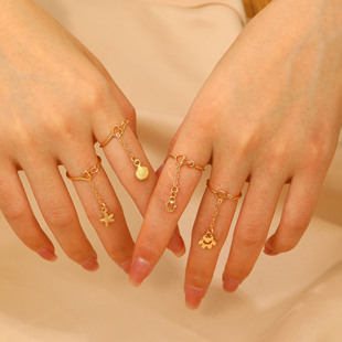 Women's chain adjustable rings simple band Joint ring链戒指