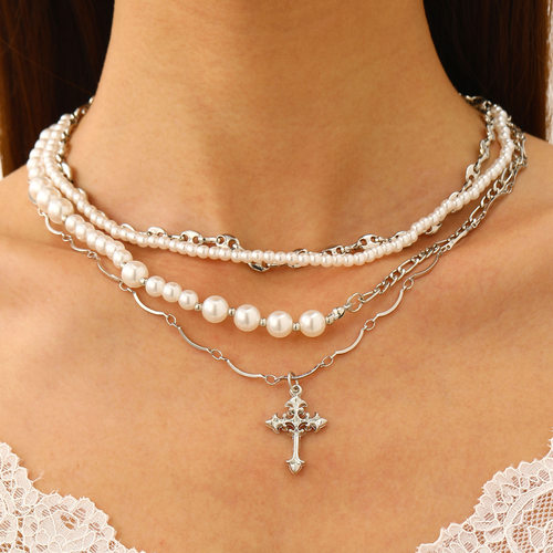 New retro multi-layer long necklace, collarbone chain 项链女