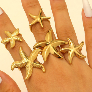 Women's Exaggerated Ring Fashion Sea Star Open Ring Jewelry