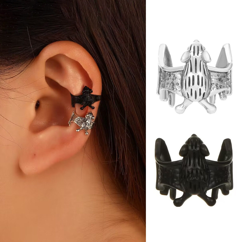 halloween bat ear clip earring women black earrings 蝙蝠耳夹
