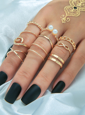 珍珠戒指交叉简约指环关节戒指