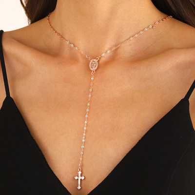 European American popular cross long chain necklace women's