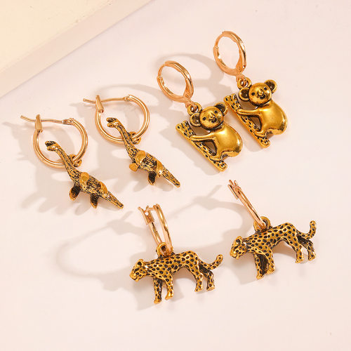 New retro animal cheetah koala little dinosaur earrings girl