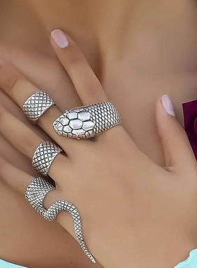 punk Vintage Serpentine Ring Gold Ring 4-piece Set戒指4件套