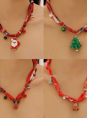 Accessories Christmas Tree Elk Santa Bell Pendant necklace