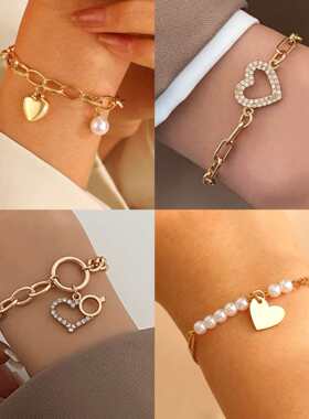 New Fashion Love Pearl Pendant Bracelet Campus Hand chain
