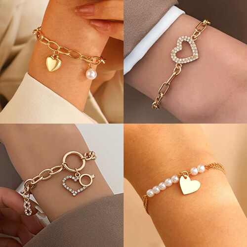 New Fashion Love Pearl Pendant Bracelet Campus Hand chain