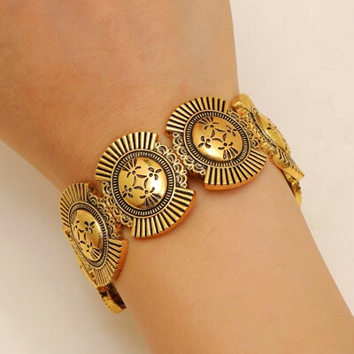 New retro carved elastic men's women's bracelets复古夸张手镯