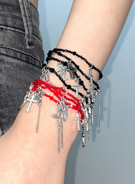 Retro cross tassel temperament bracelet sexy punk accessory
