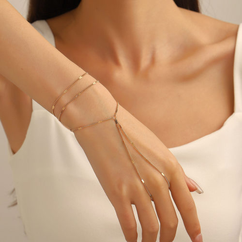 European American minimalist women chain finger bracelet set