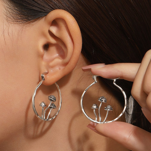 Retro ancient tree branch earrings carved ethnic tribe girl
