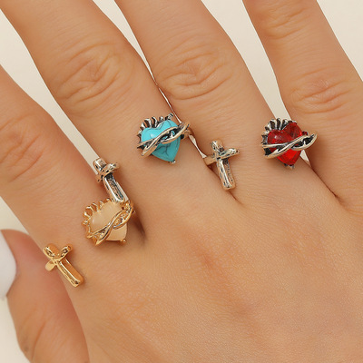 戒指女New Retro Love Cross Ring Europe America Women's Rings