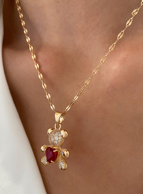 欧美时尚轻奢设计感小熊项链