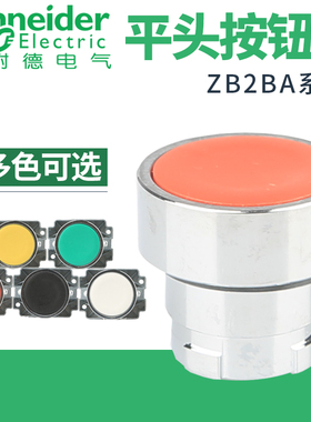 施耐德自复位按钮XB2B金属按钮头平头ZB2BA3C ZB2BA4C ZB2BA5C