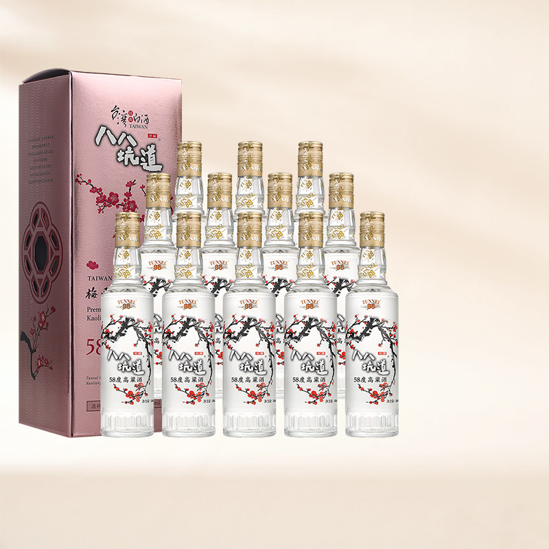 八八坑道梅开如意 58度清香型白酒 台湾纯粮高粱酒 500ml*12瓶