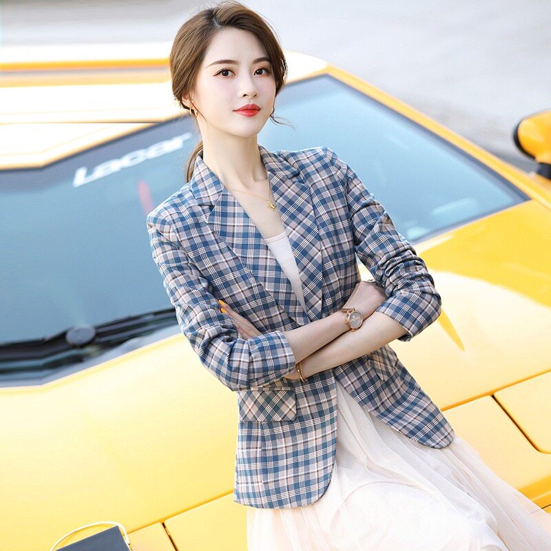 春秋格子西装外套女2025新款收腰气质短款小个子修身休闲西服上衣,女装/女士精品,西装,淘宝优惠券,粉丝福利购,淘宝优惠卷