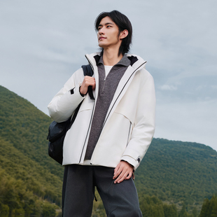 【商场同款】舒暖鹅绒服红豆舒适男装冬季羽绒服可拆卸帽防水防寒