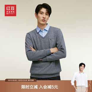 【内里加绒】红豆男装加绒假两件2025冬季衬衫领毛衣加厚打底内搭