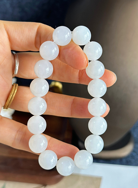 和田玉青海料一级白12mm手串