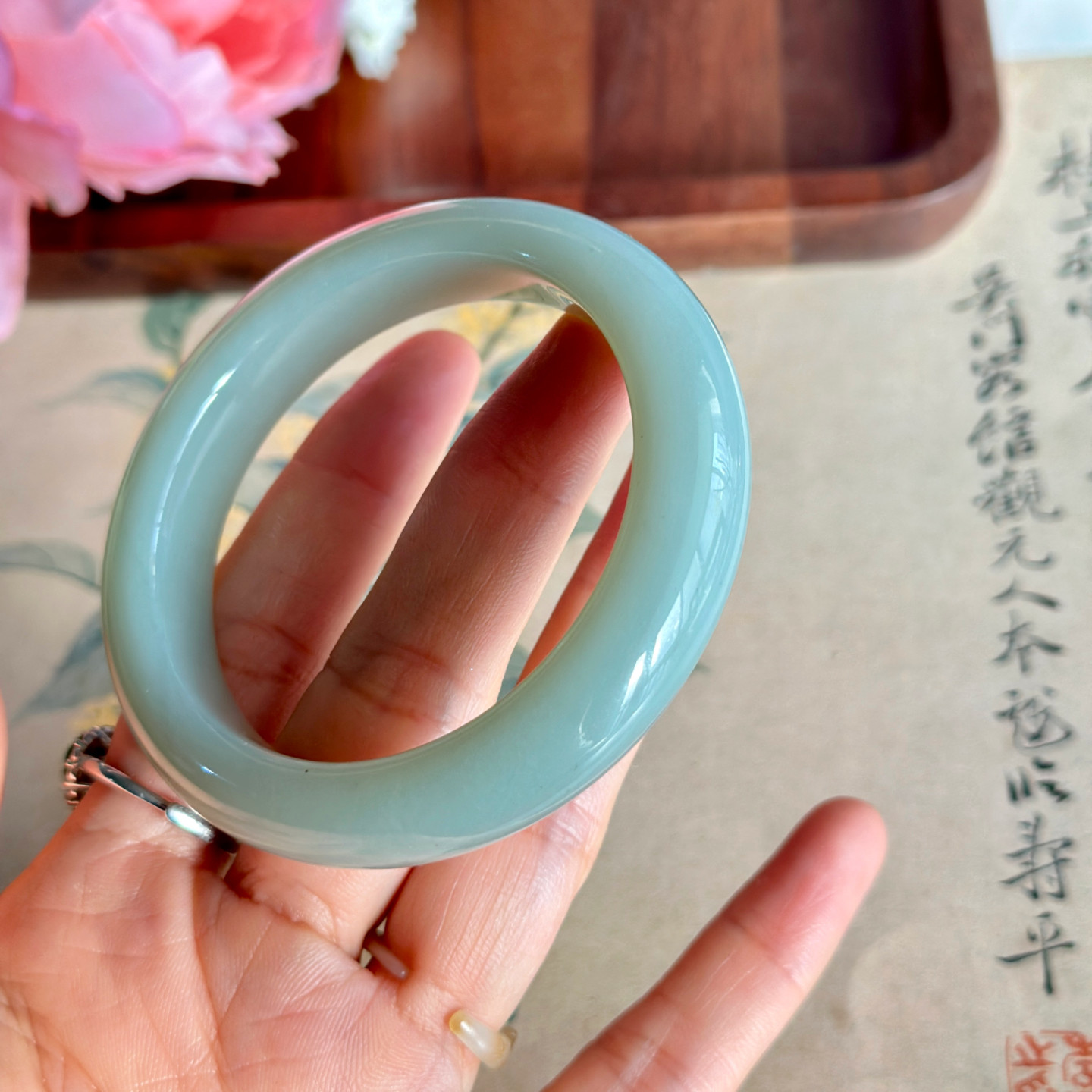 精品超值纯天然正宗新疆和田玉且末料青白玉手镯玉镯子玉石首饰