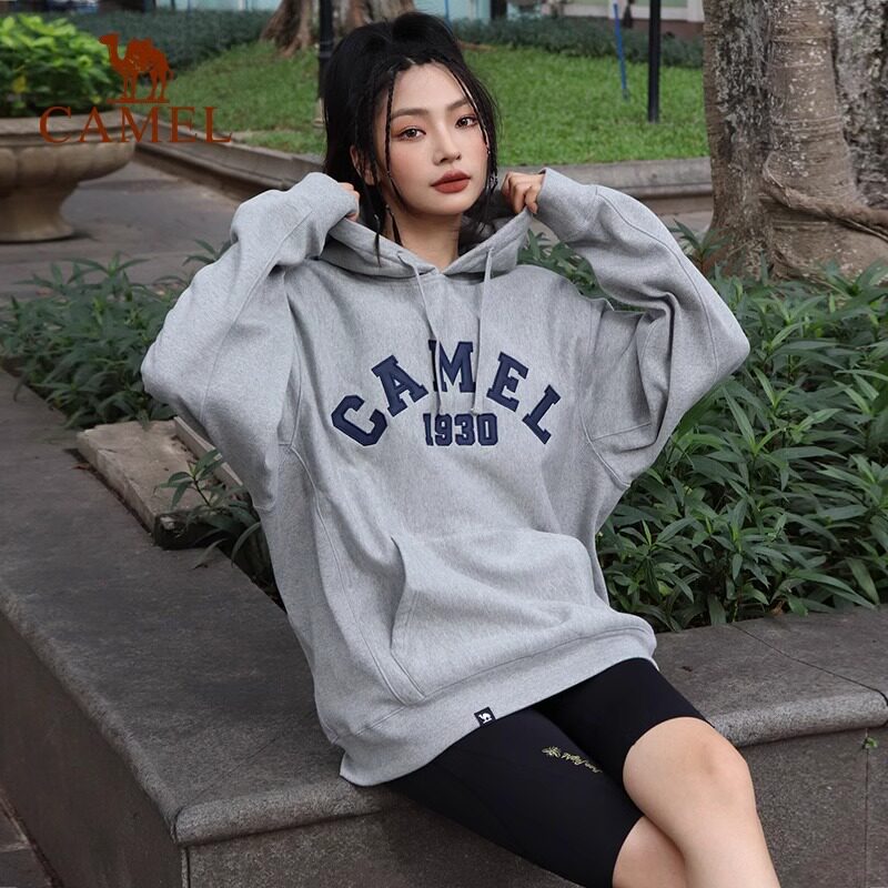 骆驼运动卫衣男女同款新款春秋加厚套头连帽卫衣复古百搭休闲上衣