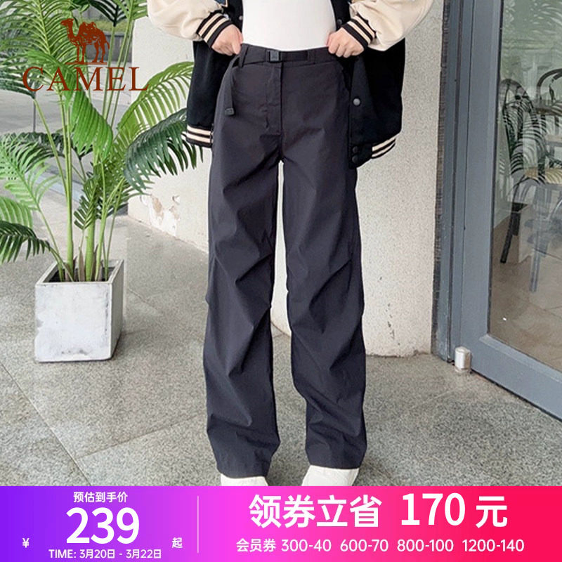 [迪丽热巴同款]骆驼户外冲锋裤女防水防风裤秋冬加绒保暖登山裤男