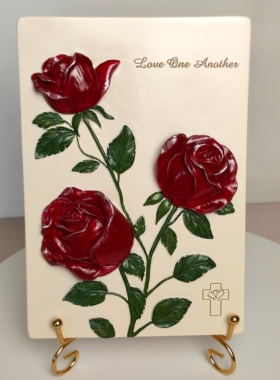 林前13:4-8沙仑玫瑰树脂工艺品摆件桌面摆件家居摆设摆饰