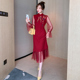 国风红色改良版 少女连衣裙 气质名媛显瘦年轻款 旗袍春季 2025年新款
