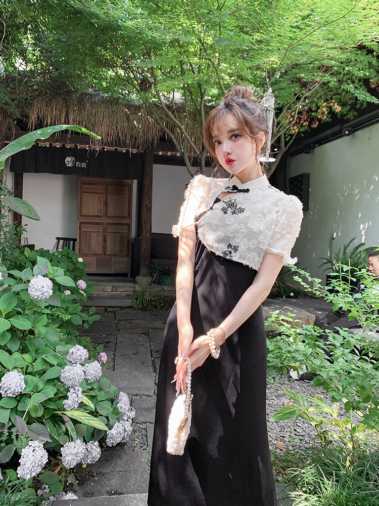 威丝璐旗袍披肩新中式旗袍两件套