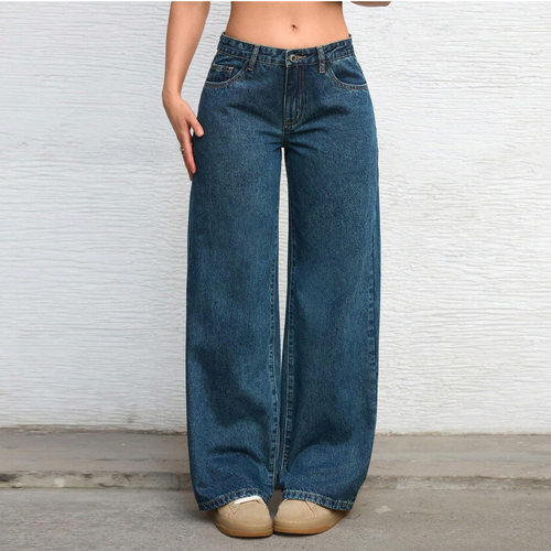 fashion women jeans sexy low rise denim pants欧美低腰阔腿
