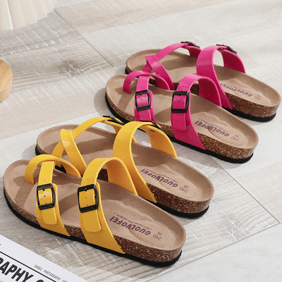 slippers flipflops slides sandals平底防滑勃肯鞋女新款外穿厚