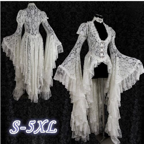 Womens Retro Medieval Palace Lace Dress Cospaly Costumes女裙