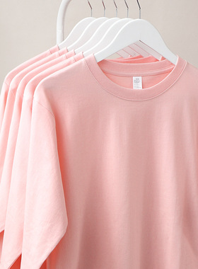 Cotton TShirt Long Sleeve Pullover Tops日系250g重磅淡粉