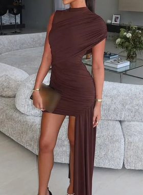 women dress ladies fashion dresses2026新款修身时尚圆领包臀