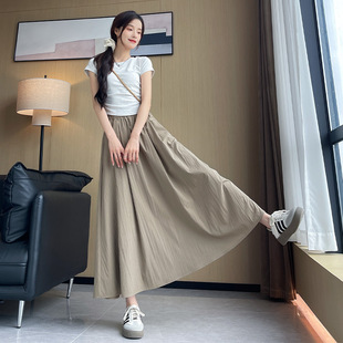 薄款 women ladies半身裙女2026新款 skirt 高腰a字垂感伞裙 long