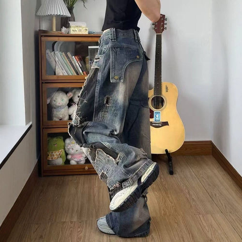 Y2k Jeans Stylish Denims Pants Streetwear Trousers美式高街