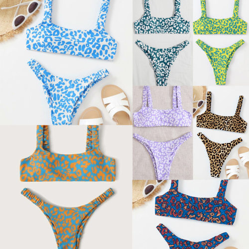 bikini swimsuit欧美风性感时尚多色高腰分体比基尼泳衣女士