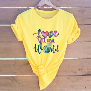 Print Shirt 纯棉T恤女women Tshirt Couple Casual cotton tee