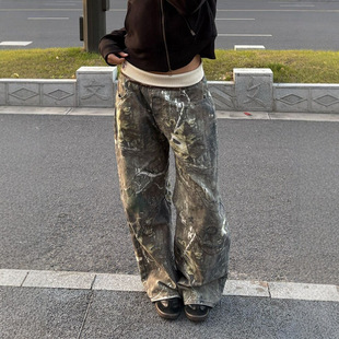 Revice women's camo baggy jeans美式辣妹螺纹腰牛仔裤女y2k迷彩