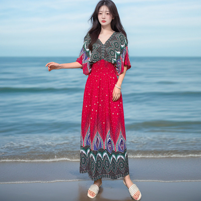 ladies long dress women maxi robe vestidos boho beach ethnic