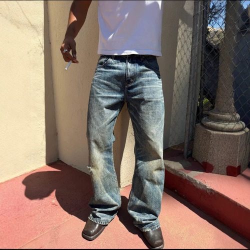 american style denim pants wide leg jeans trousers