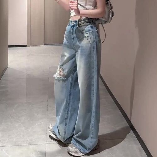 american style denim pants wide leg jeans trousers2026新款