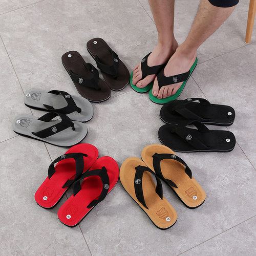 men slides slippers flip flops韩版男士人字拖小贝同款沙滩休闲