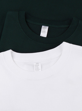 cotton tshirt long sleeve pullover tops250g重磅墨绿色纯棉