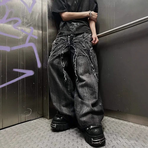 Gothic Retro Baggy Unisex Pants Y2K Jeans High Street Spider